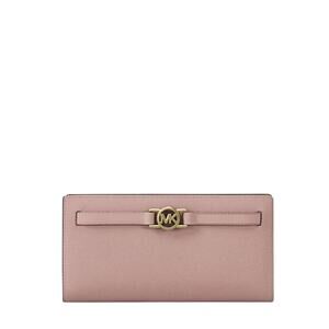 MICHAEL KORS LARGE PEBBLED LEATHER WALLET IN PINK POWDER BLUSH "REED" NEW